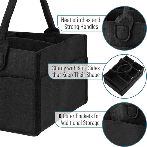 Mr. Pen Baby Diaper Organizer - Medium Black Nursery Storage Bin