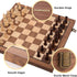 Ajedrez Set, 15" 2 Magnetic Wooden Chess Walnut Folding Chess Board with Handcrafted Pieces Extra Queens, Portable