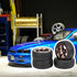 Mxfans 5 Spoke Grey Aluminium Alloy Wheel Rims & Black Square Pattern Rubber Tyres for RC 1:10 On Road Racing Car Set
