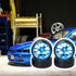Mxfans 4Pcs Plastic Tires & Blue 10-Spokes Aluminum Wheel Rims for RC 1:10 On-Road Car