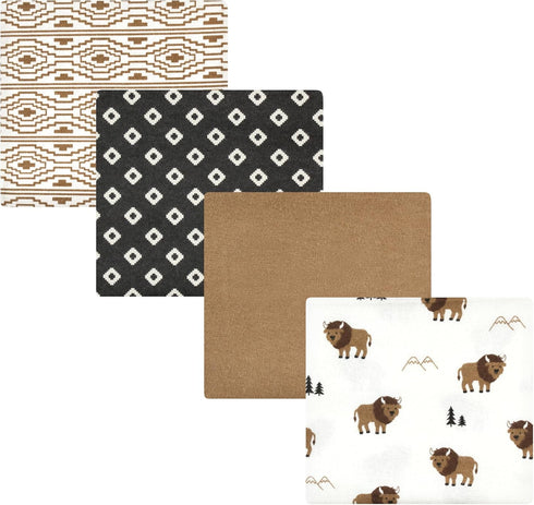 Hudson Baby Unisex Baby Cotton Flannel Receiving Blankets, Wild Buffalo, One Size