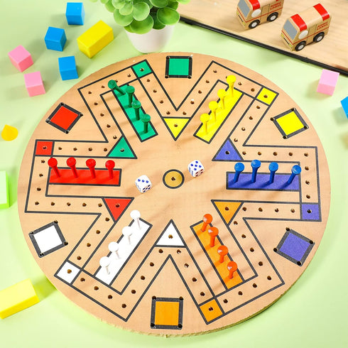 Kathfly Fast Track Board Game Set for 3-6 Players with 24 Pieces and 2 Dice, Fast Track Game Night