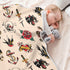 Old School Tattoo Baby Blanket Cozy Cotton Throw Blanket Warm Nursery Receiving Toddler 30" x 40