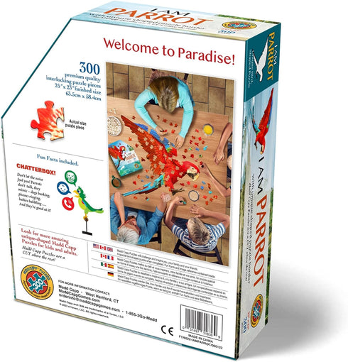 Madd Capp Parrot 300 Piece Jigsaw Puzzle - Unique-Shaped Border, Educational Fun Facts, Ages 10 and Up