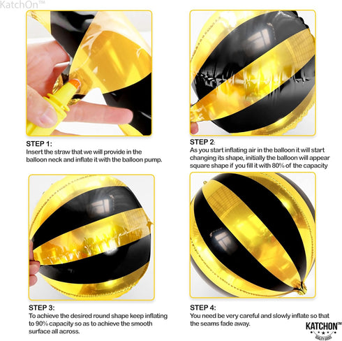 KatchOn Big 22 Inch Black and Gold Balloons, Pack of 6 for New Years Decorations 2025, Disco Party Decor