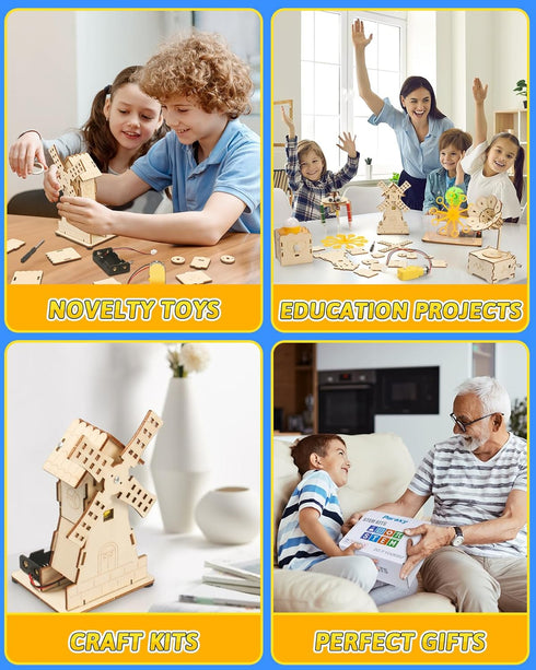 Poraxy STEM Kits for Kids Age 8-12, 6 in 1 Science Kits, Wooden 3D Puzzles, Building Projects Crafts Model Kits