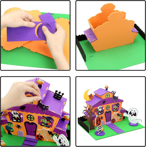 JOYIN 2 Pack Halloween Craft Kit, 3D Tree House and Pumpkin Haunted House, Art and Craft DIY Kits for Kids