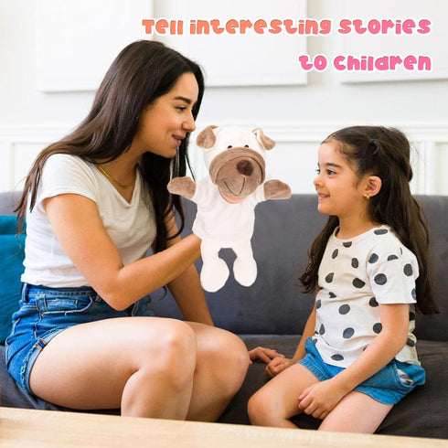 Easfan Puppy Hand Puppet Soft Toy, Interactive Storytelling Dog Toy for Kids, 12.5 Inches for Creativity