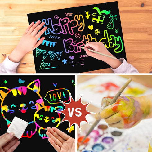 ZMLM 2 Pack 4-8,Easter Scratch Paper Art Craft: Rainbow Scratch Notebooks Easter Basket Stuffers for Toddler Crafts