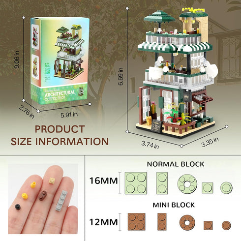 Street View Mini Building Blocks Coffee House Shop Store Kit, Educational Creative Toy for Boys Girls 1025 pcs