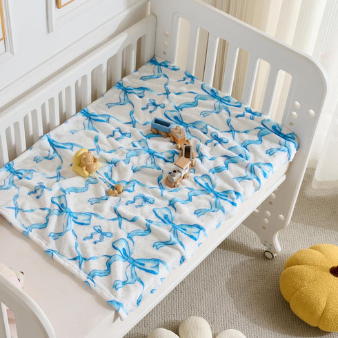 Yagle Mate Decor,30x40in Blue Bow Baby Blankets for Boys-Soft Cute Fleece Baby Blanket-Fluffy Infant Newborn Toddler