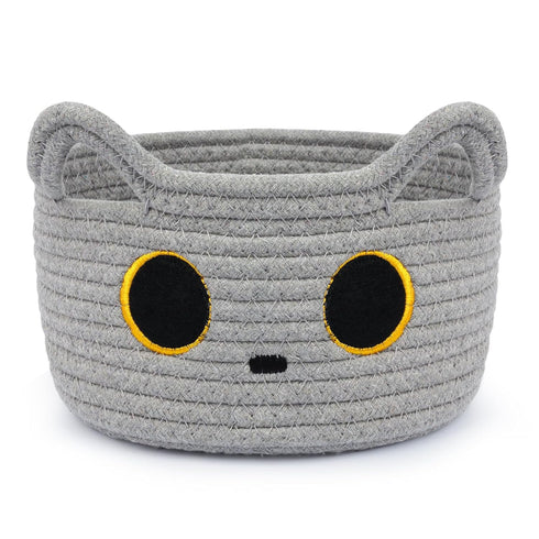 Small Storage Basket, Cat Basket, Cotton Rope Woven Baskets for Nursery, Baby Blanket Organizer, 8.5×4.5 inches
