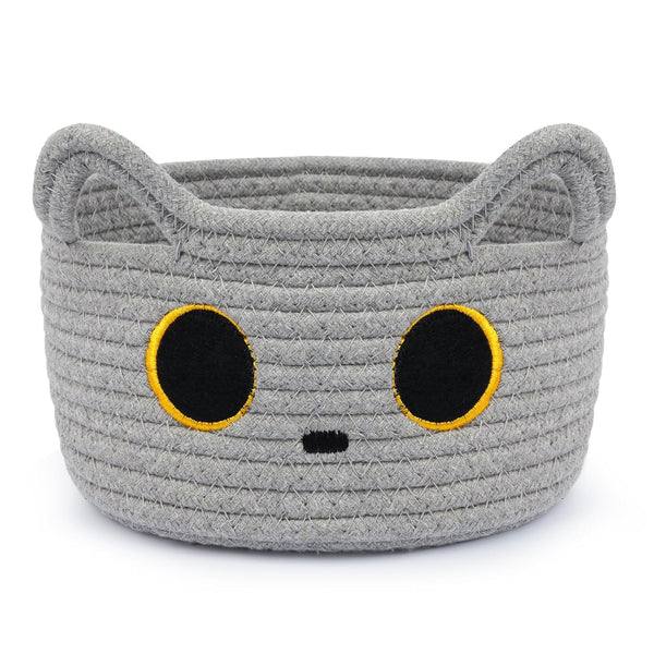 Small Storage Basket, Cat Basket, Cotton Rope Woven Baskets for Nursery, Baby Blanket Organizer, 8.5×4.5 inches