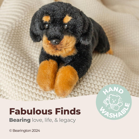 Bearington Lil' Gunner The Rottweiler Stuffed Animal, 8 Inch Dog Plush Toy