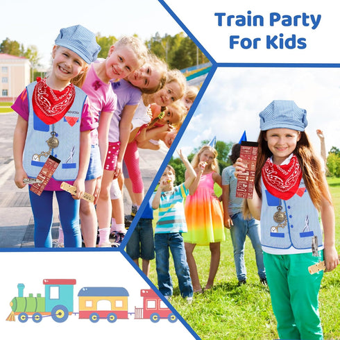 Set-Train Kyson Kids Train Conductor Costume Engineer Dress Up Kit for Train Theme Party Halloween Dress Up Career Day
