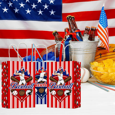 chiazllta 12 Pcs Baseball Party Treat Bags, Kids Boys Girls Gift Candy Goodie Snack Favor Bags for Sports Game