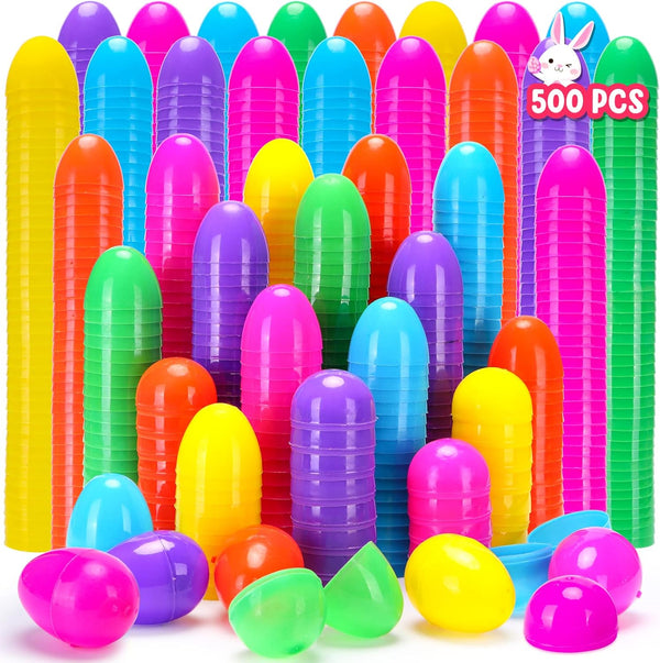 YEAHBEER 500 Easter Eggs, 2.36 Assorted Bright Colors Plastic Eggs Fillable for