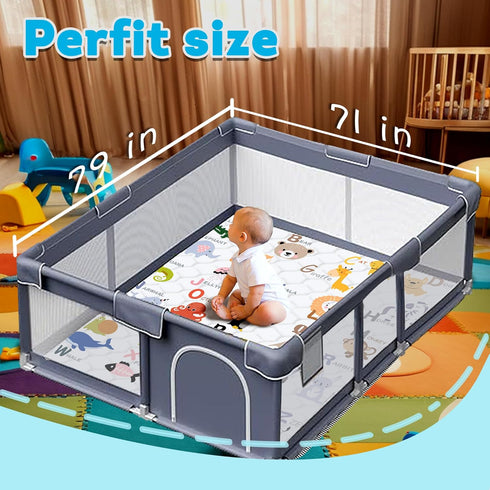 71" 79" Baby Play MatThick Soft X Playpen mat, Non-Slip and Machine Washable Baby Play Mats for FloorCrawling Mat