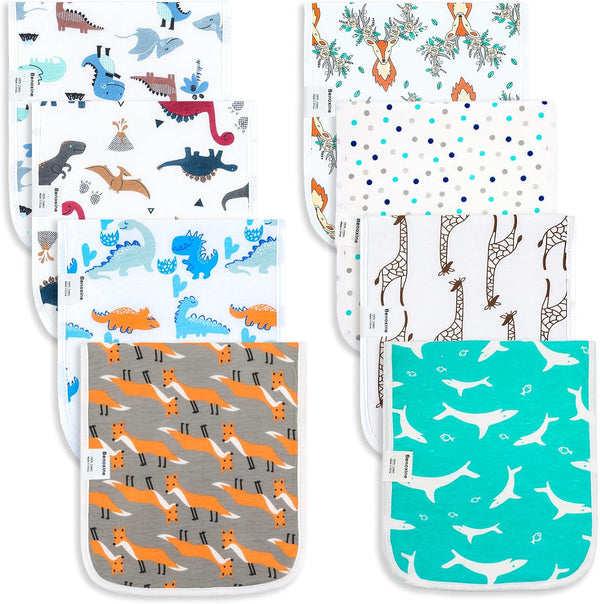 Baby Burp Cloths Ultra-Soft Absorbent, Large Size, Cotton,Adorable Designs Perfect for Boys