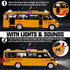 Die Cast School Bus Toy 9'' Model Cars with Lights & Sounds, Openable Doors, Large Yellow Metal Vehicle for Kids