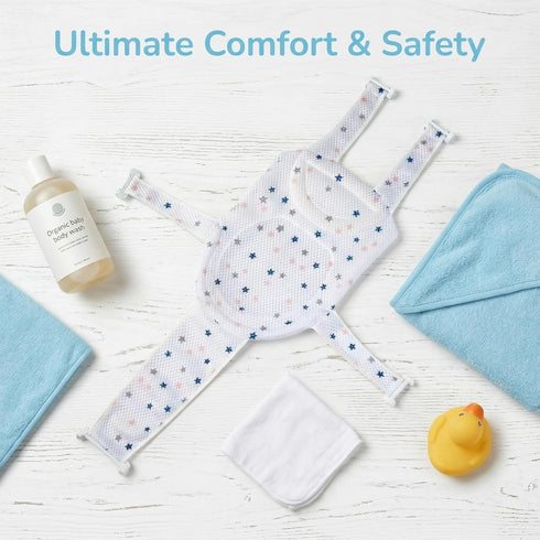 Kangnice 0-12 Premium Baby Bath Seat Support Net, Adjustable Non-Slip Infant Bathing Chair for Newborns Months