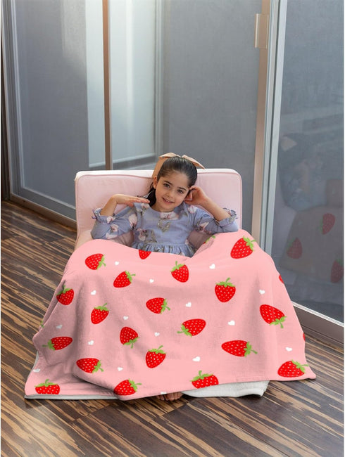 Pink Strawberry Baby Blanket - Super Soft Swaddle for Boys Girls - Cozy Receiving Blanket Stroller Throw 40x30 in for