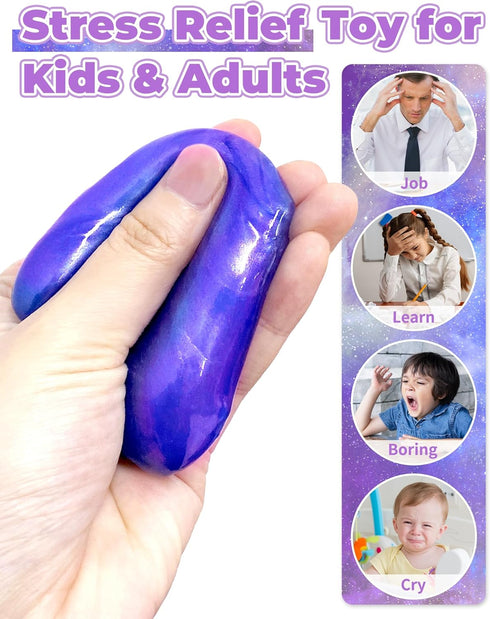 5 Pack Greingways Prefilled Easter Eggs Galaxy Slime Toys, Teens Easters Basket Stuffers Egg Fillers, Easter Games Gift
