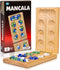 Point Games Solid Pine Mancala - Folding Board Game with Blue, Green, White Marbles, Portable Strategy Game
