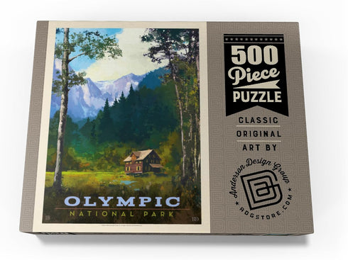MyPuzzle Olympic National Park: Enchanted Valley Chalet, Vintage Poster - 500 Piece Jigsaw Puzzle for Adults
