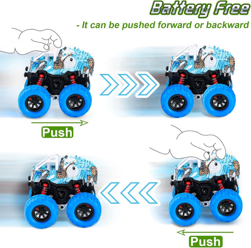 LODBY Dinosaur Trucks Toys for Kids 3-5 Years, Friction Powered Dino Vehicles for Outdoor Play