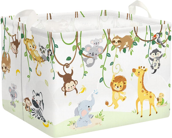 Clastyle Vine Woodland Animal Baby Basket, Toddler Gift Toy Chest Box, Nursery Room Decor Organizer