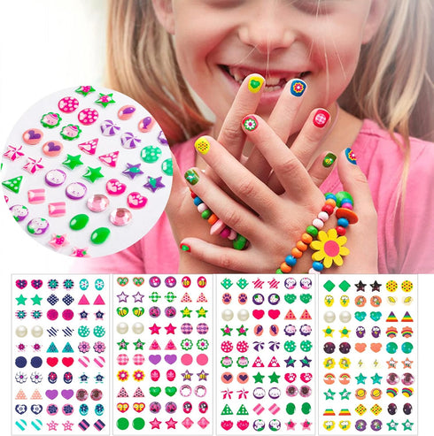 240PCS Sticker Earrings for Little Girls - 3D Gems Self-Adhesive Glitter Craft Crystal Stickers