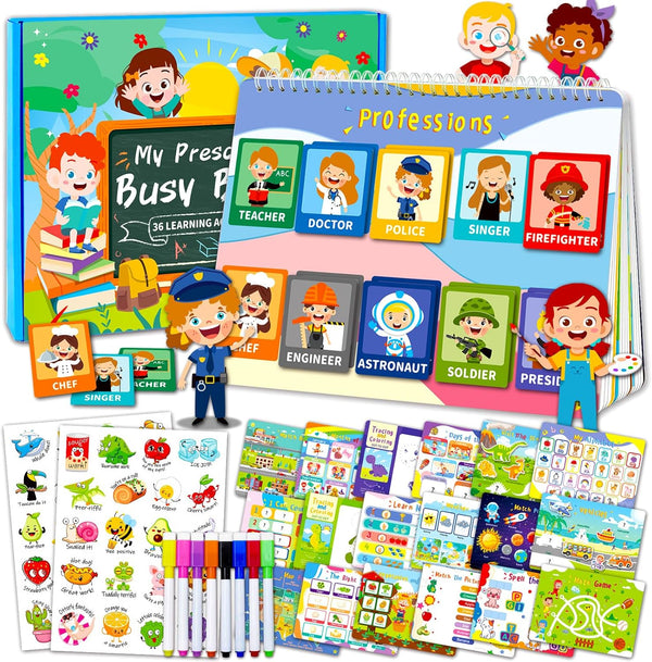 36 Theme Montessori Busy Book for Toddlers 3+, Preschool Learning Activities for Kids, Educational Tools for Autism
