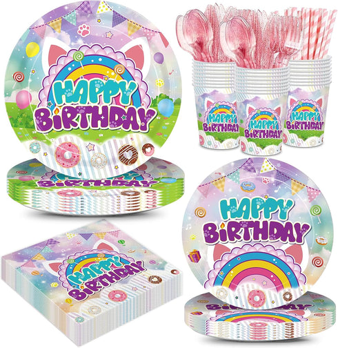 192pcs Dollhouse Birthday Party Decorations Plates Napkins Dollhouse Party Supplies Disposable Paper