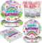 192pcs Dollhouse Birthday Party Decorations Plates Napkins Dollhouse Party Supplies Disposable Paper