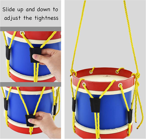 8 Inch Set 2 MUSICUBE Kids Drum with Adjustable Strap and Wooden Drum Sticks - Musical Instrument Gift Choice