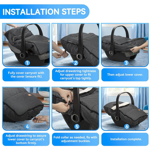 bemece Winter Baby Car Seat Cover, Universal Warm Infant car seat Cover with Zip, Waterproof & Windproof, Machine