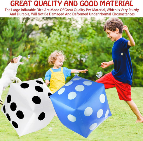 3 Pack Inflatable Dice, Jumbo Giant Dice Toy for Indoor Outdoor Board Game Ludo Pool Party Favor