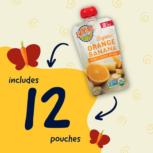 Earth's Best Organic Baby Food Pouches, Stage 2 Fruit Puree for Babies 6 Months and Older, 4 oz Resealable Pouch (Pack