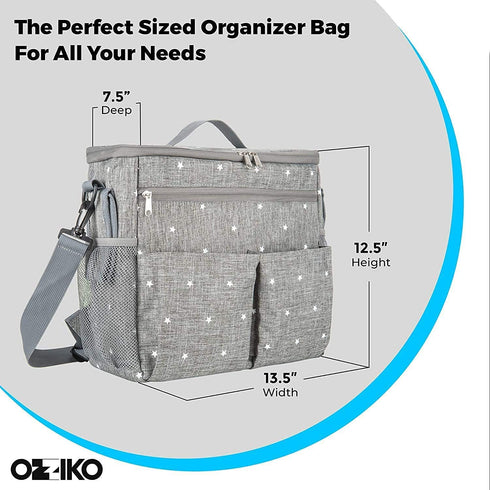 Ozziko Backpack Stroller Organizer, Universal Diaper Bag Bag Fit for Newborn Baby Girl Or Boy Tote, Gift for Shower