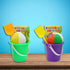 4E's Novelty 12 Sets 5.5" Sand Buckets and Shovels for Kids - Small Beach Toys for Summer Outdoor Fun, Party Favors