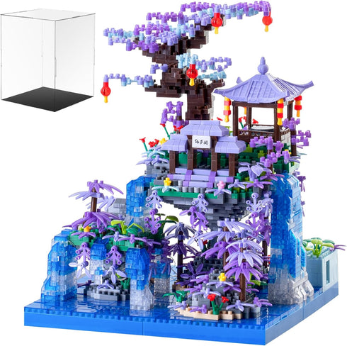 APENGBAOL Peach Blossom Pond Japanese Architecture Building Blocks Set for Adults and Kids