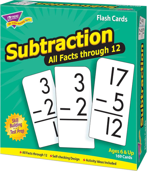 Trend Enterprises Subtraction All Facts Through 12 Skill Drill Flash Cards, 169 Cards Included