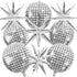 OuMuaMua 9pcs Disco Ball Balloons for 70s Disco Party Decor, 22 Inch Large 4D Metallic Silver Balloons with Stars