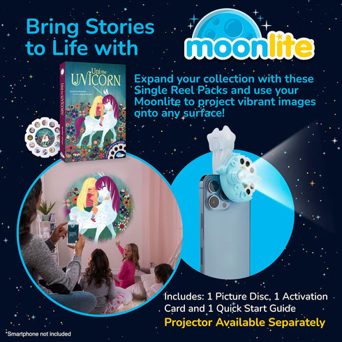 Moonlite Storybook Reels for Flashlight Projector - Uni the Unicorn - Single Reel Pack for Kids 12 Months and Up