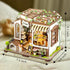 Teens,3D DIY Miniature House Kit,Pet Shop Dollhouse Miniature Kit with LED & Furniture,Mini Diorama House Building Kit