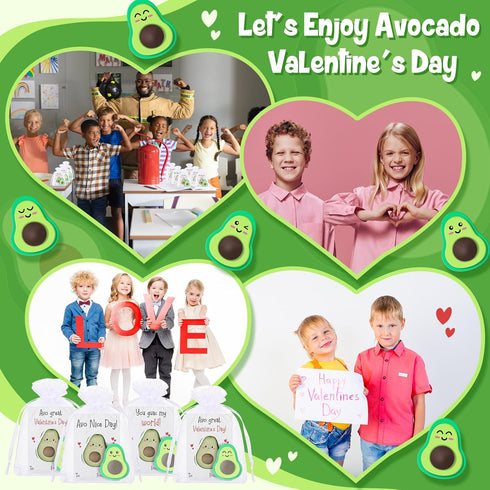 36 Sets Valentine Favors for Kids - Creative Avocado Eraser Fruit Pencil Erasers with Valentine's Day Cards
