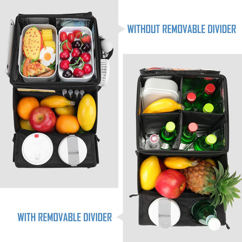 COOLBEBE Car Seat Organizer, Backseat Car Organizer with Cup Holders for Kids and Adults Travel, Cooler Compartment