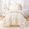 Wowelife Toddler Bedding Sets for Girls, 4-Piece Beige Toddler Bed Set Floral