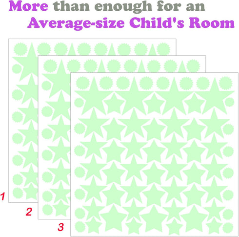Glow in The Dark Stars for Ceiling or Wall – Glowing Wall Decals Stickers Room Decor Kit for Kids Bedroom Decoration